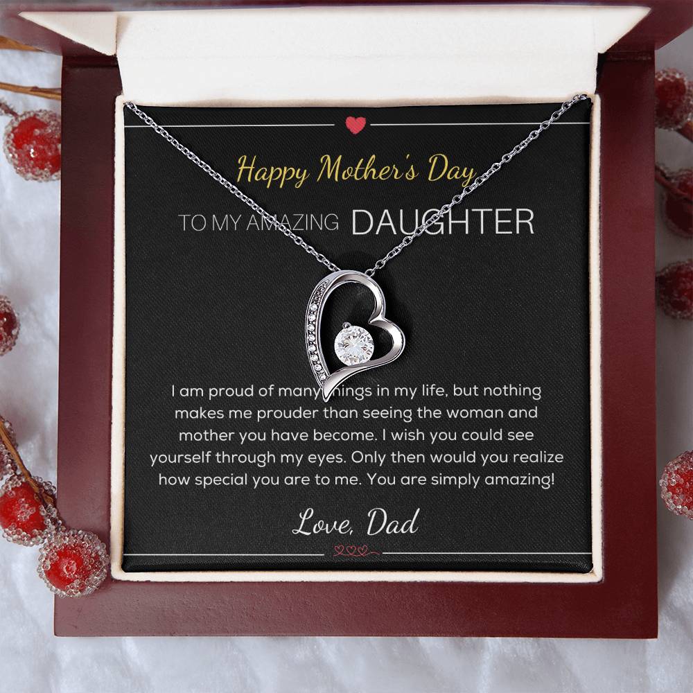 To My Amazing Daughter Necklace Happy Mother's Day Gift For Daughter From Dad Mother's Day Dad Anniversary Gift Father Daughter Necklace Forever Love Necklace