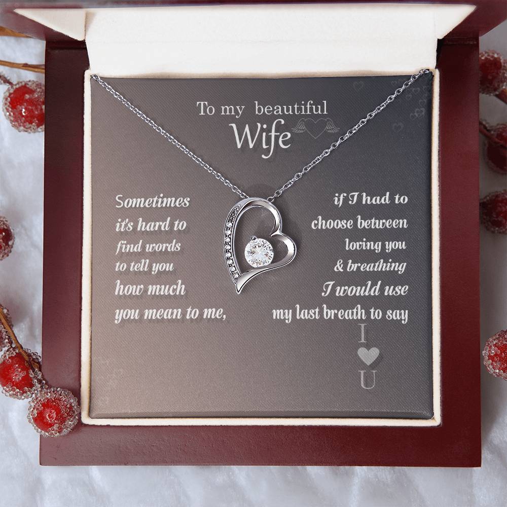 To My Beautiful Wife Anniversary Necklace For Wife 14k White Gold And 18k Yellow Gold 1 Forever Love Necklace