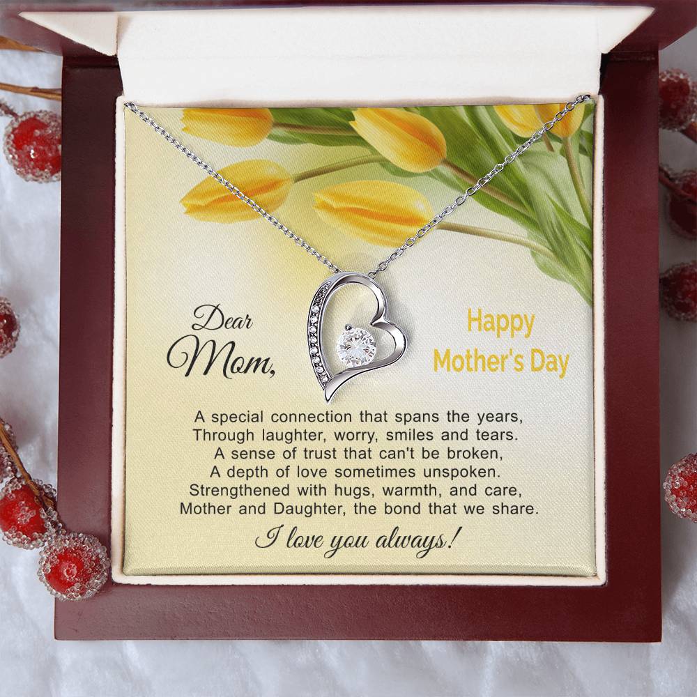 The Bond That We Share - Mother And Daughter Forever Love Heart Necklace Gold Silver Forever Love Necklace