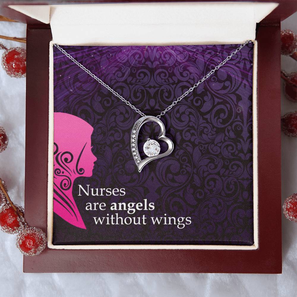 Nurse Appreciation Gift Necklace Nurse Graduation Nurse Week Jewelry Practitioner Retirement Wing Rn Necklace Nurses Are Angels Without Wings Pendent Forever Love Necklace