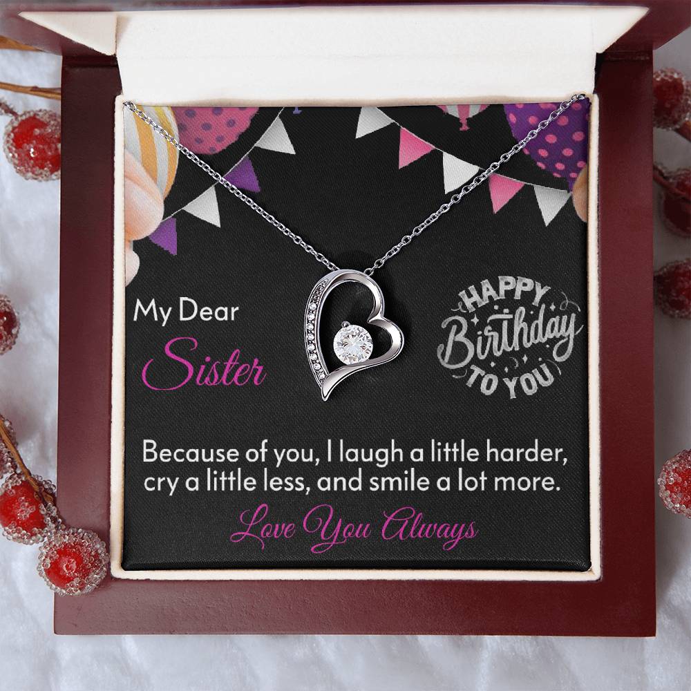 My Dear Sister Happy Birthday 925 Sterling Silver Pendant 1 Forever Love Necklace