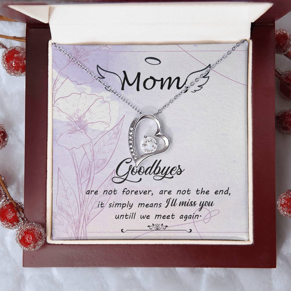 Remembrance Necklace Mom Because Someone We Love Is In Heaven Gift To Remember Mom Angel Wings 1 Forever Love Necklace