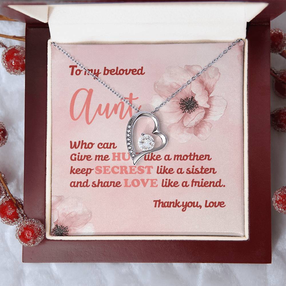 Gift For Auntie Thank You & Love You Forever Love Necklace