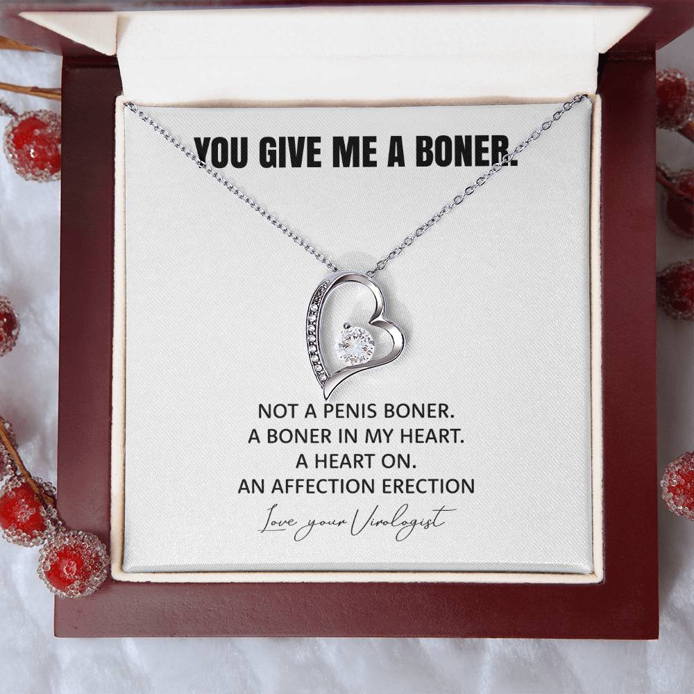 You Give Me A Heart Boner An Affection Erection Funny & Sarcastic Love For Her ♥ Mature Best Funny Gag Gifts For Virologist Wife On Special Days Forever Love Necklace