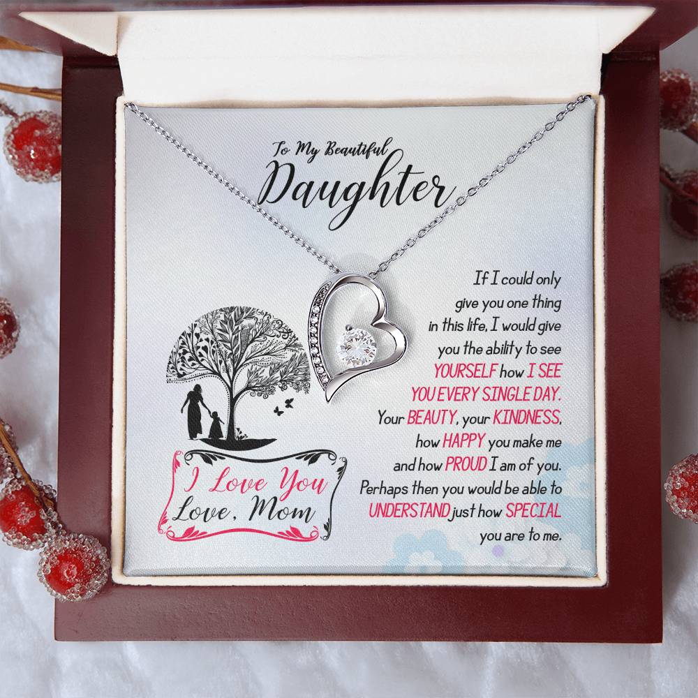 To My Beautiful Daughter I Love You Forever Love Necklace