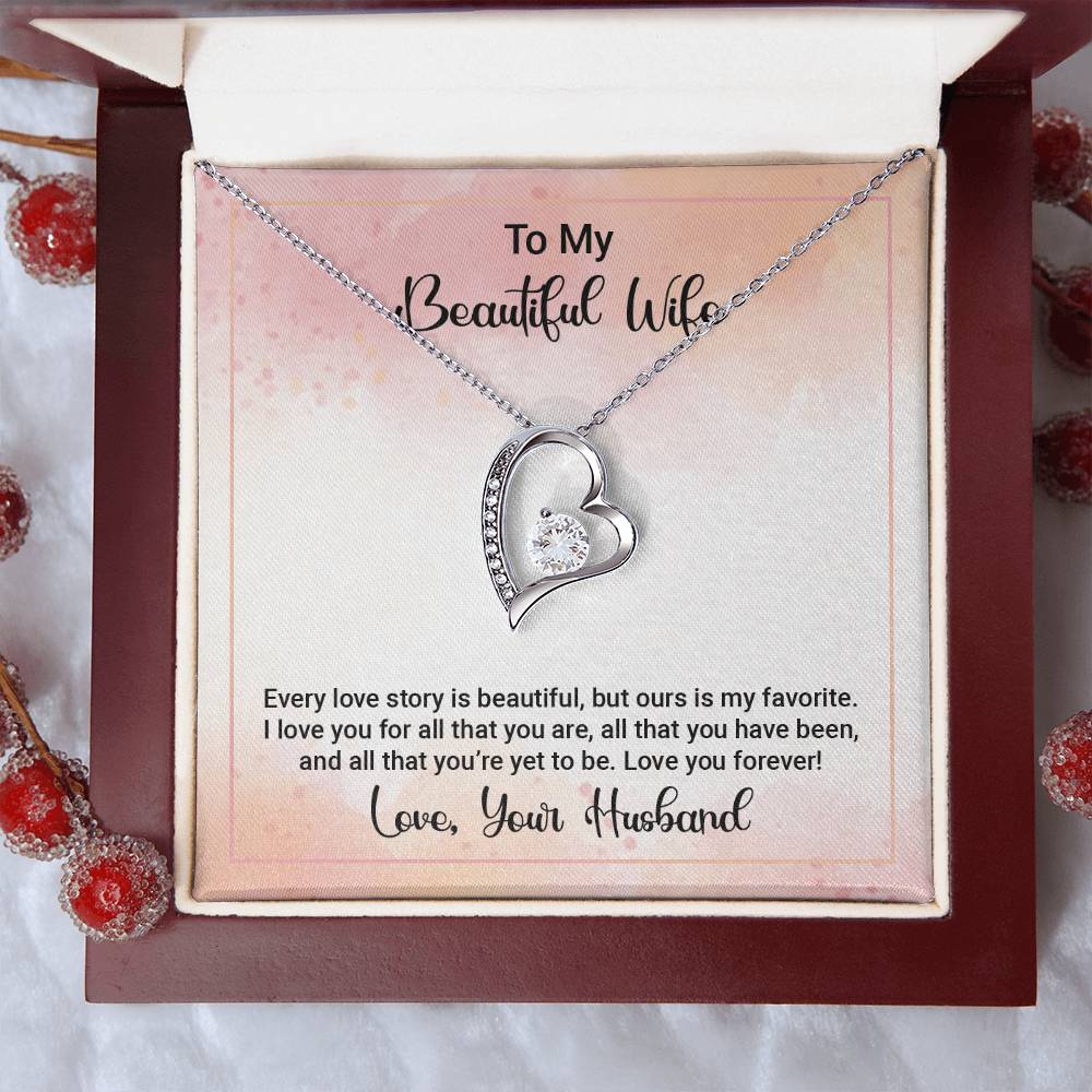 To My Beautiful Wife Happy Anniversary Forever Love Necklace