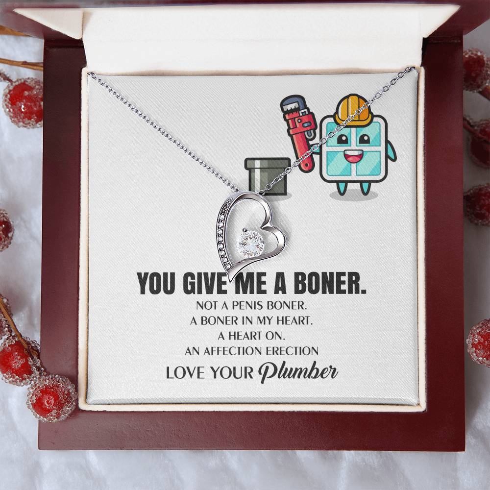 You Give Me A Heart Boner An Affection Erection Funny & Sarcastic Love For Her ♥ Mature Gag Plumber's Wife Funny Gift 1 Forever Love Necklace
