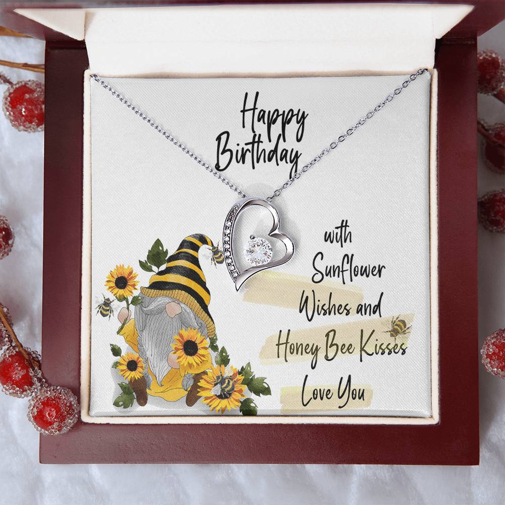 Happy Birthday Necklace With Sunflower Gnome Care Forever Love Necklace