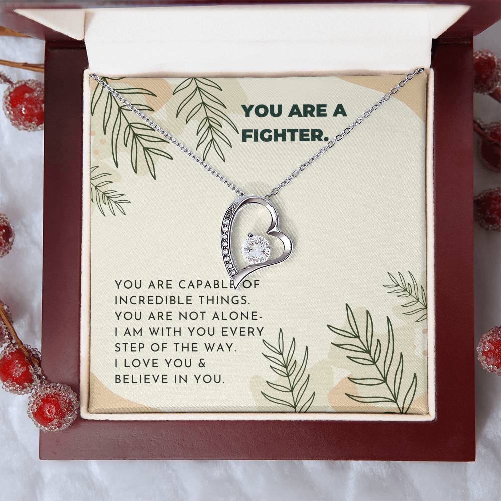 Fighter Inspiring Heart Stone Necklace Neutral Leaves Forever Love Necklace