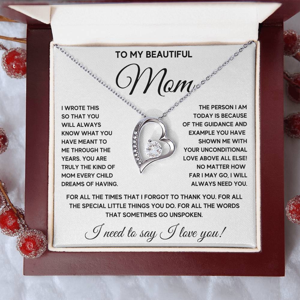 To My Mom Dreams Forever Love Necklace Gift Set Forever Love Necklace
