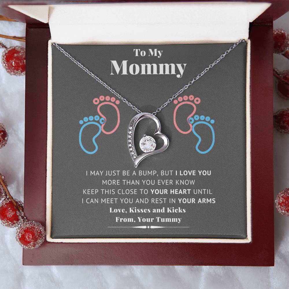 To My Mommy Love Kisses And Kieks From Your Tummy - New Mommy Necklace Forever Love Necklace