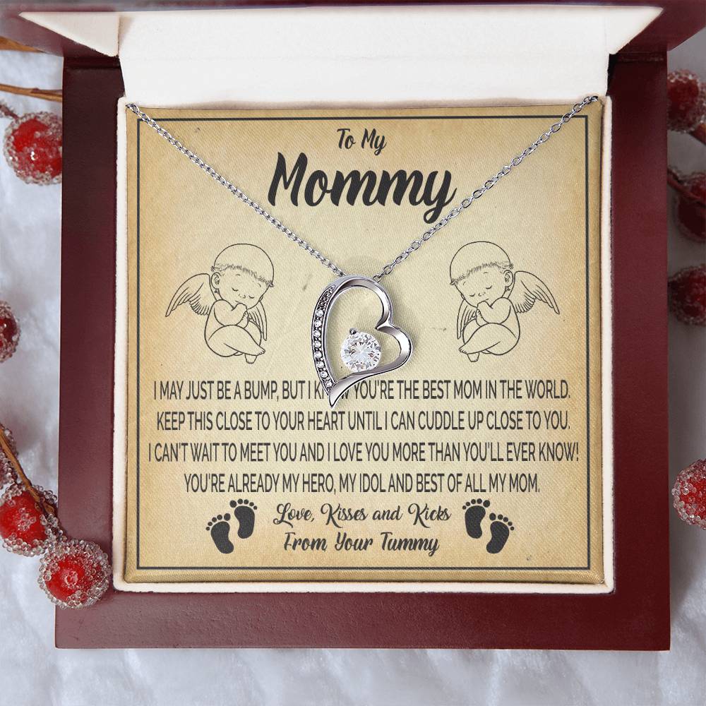New Mommy Baby Shower Gift Pregnancy Gift Baby Bump Gift From Tummy To My Mommy After Birth Gifts Forever Love Necklace