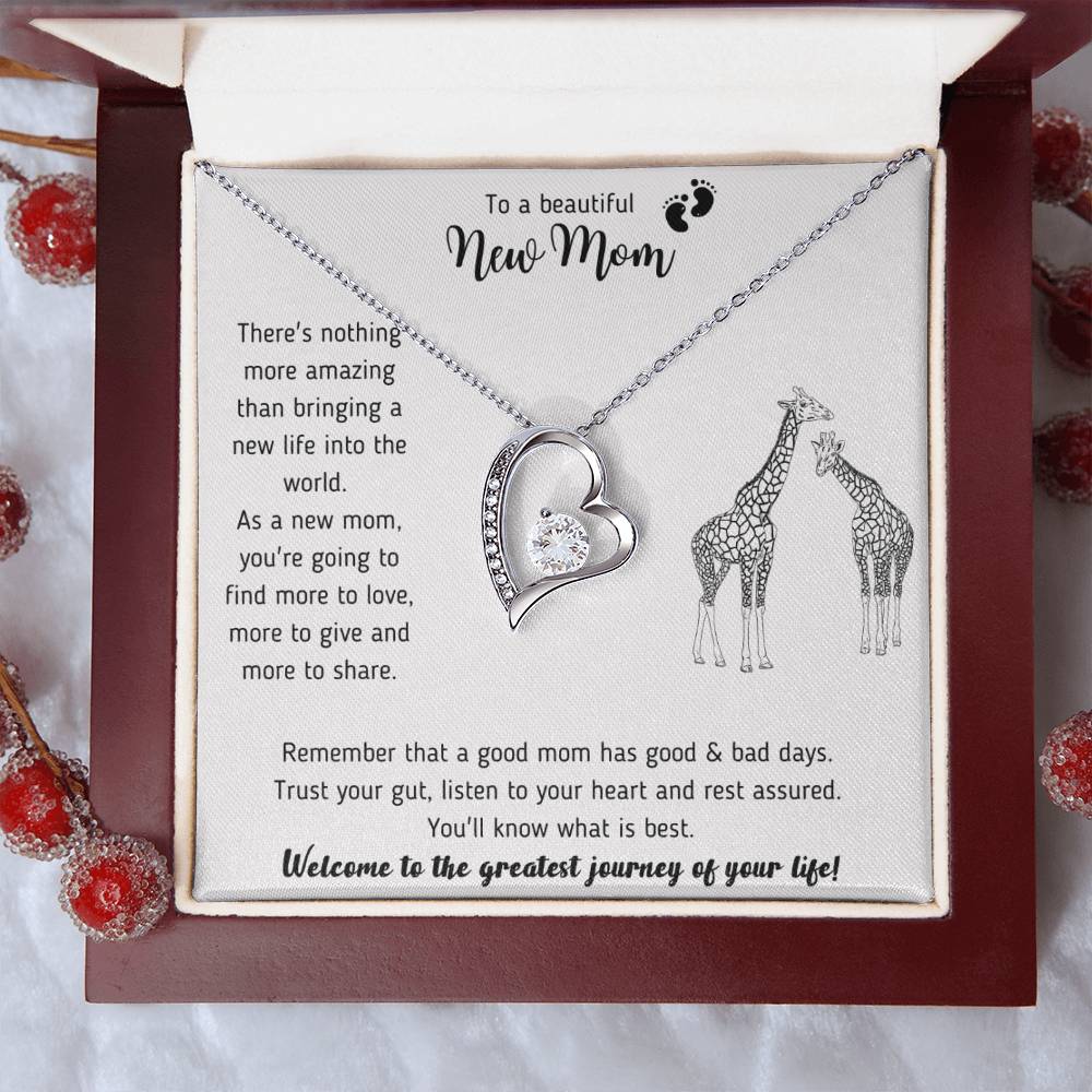 The Most Meaningful Gift For A New Mom Giraffe Necklace New Mom Mother's Day Gift First Time Mom Gift New Mom Gift Forever Love Necklace