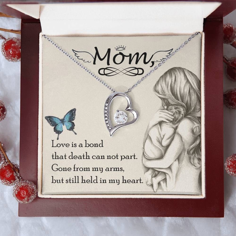 Remembrance Necklace Mom Love Is A Bond That Death Can Not Part Gift To Remember Mom Angel Wings 1 Forever Love Necklace