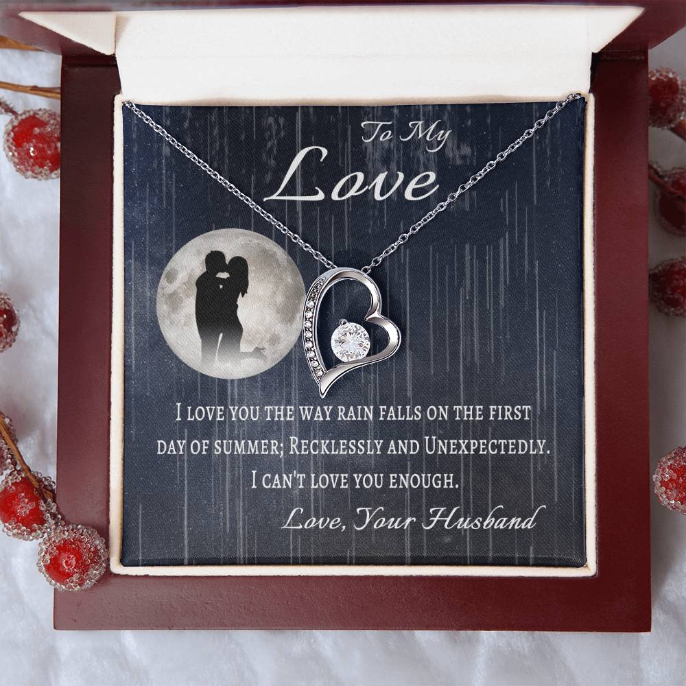 To My Wife Message Card Necklace To My Love From Husband Anniversary Gift Necklace For Wife Birthday Gifts For Wife Forever Love Necklace