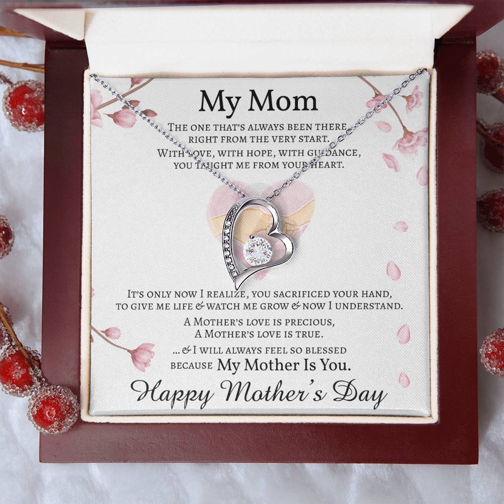 Mother's Day Gift Necklace Message Card Necklace For Mom Heart Shaped Pendant Necklace For Mom Forever Love Necklace