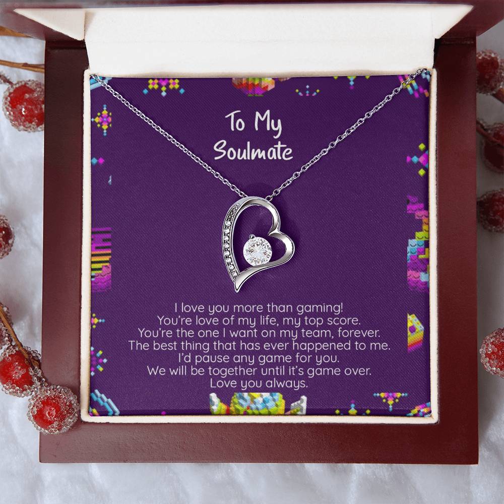 I Love You More Than Gaming Cz Crystal Pendant 14k White Gold Finish Or 18k Yellow Gold Finish Forever Love Necklace
