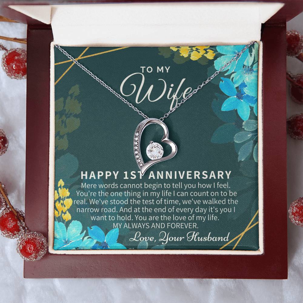 1st Anniversary Gift For Wife 1st Wedding Anniversary One Year Anniversary Gifts First Year Anniversary First Anniversary Gift For Forever Love Necklace