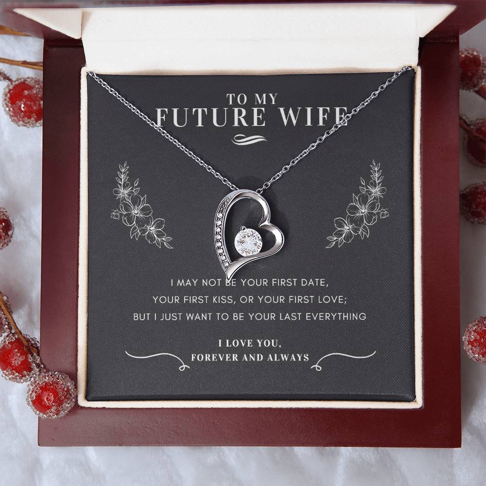 To My Future Wife Heart Necklace Message Card Gift Box Forever Love Necklace