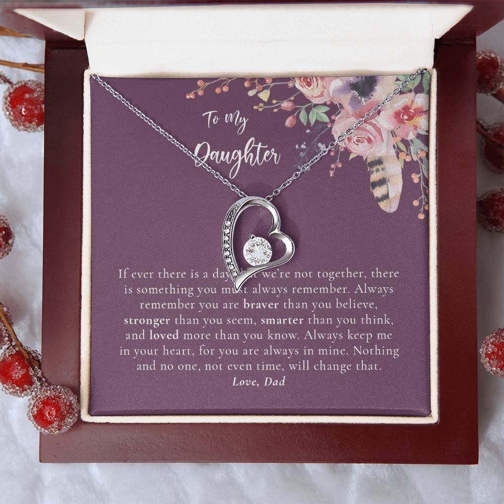 Daughter - Dad - Pruple - Gold Forever Love Necklace