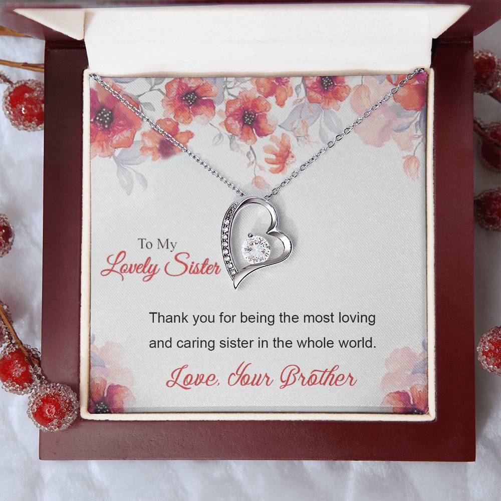 To My Lovely Sister - 92.5 Sterling Silver Pendant Forever Love Necklace