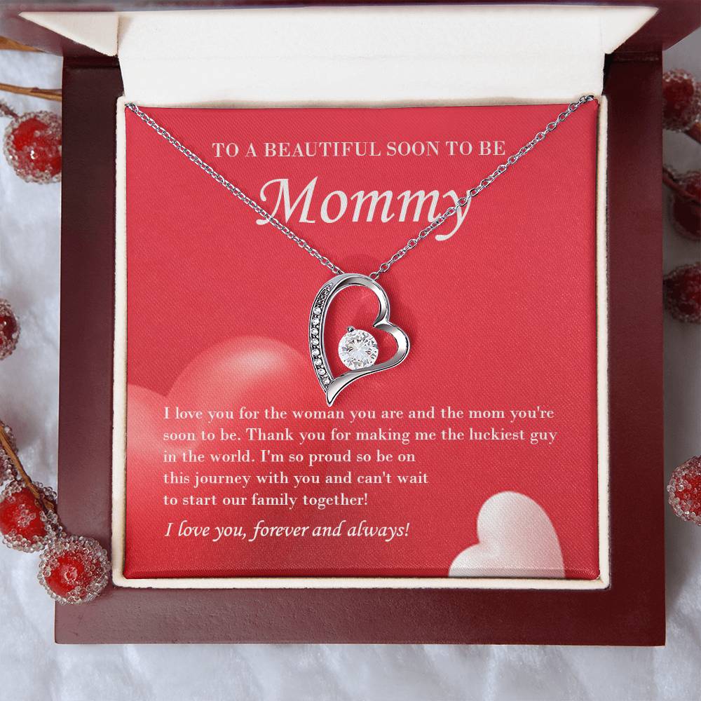 Mom To Be Valentine's Necklace From Baby Bump And Husband First Time Mommy Soon To Be Mother Jewelry Pregnant Valentine's Present Forever Love Necklace