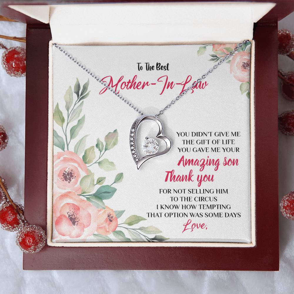 Happy Mother's Day Gift Best Mother In Law Forever Love Necklace