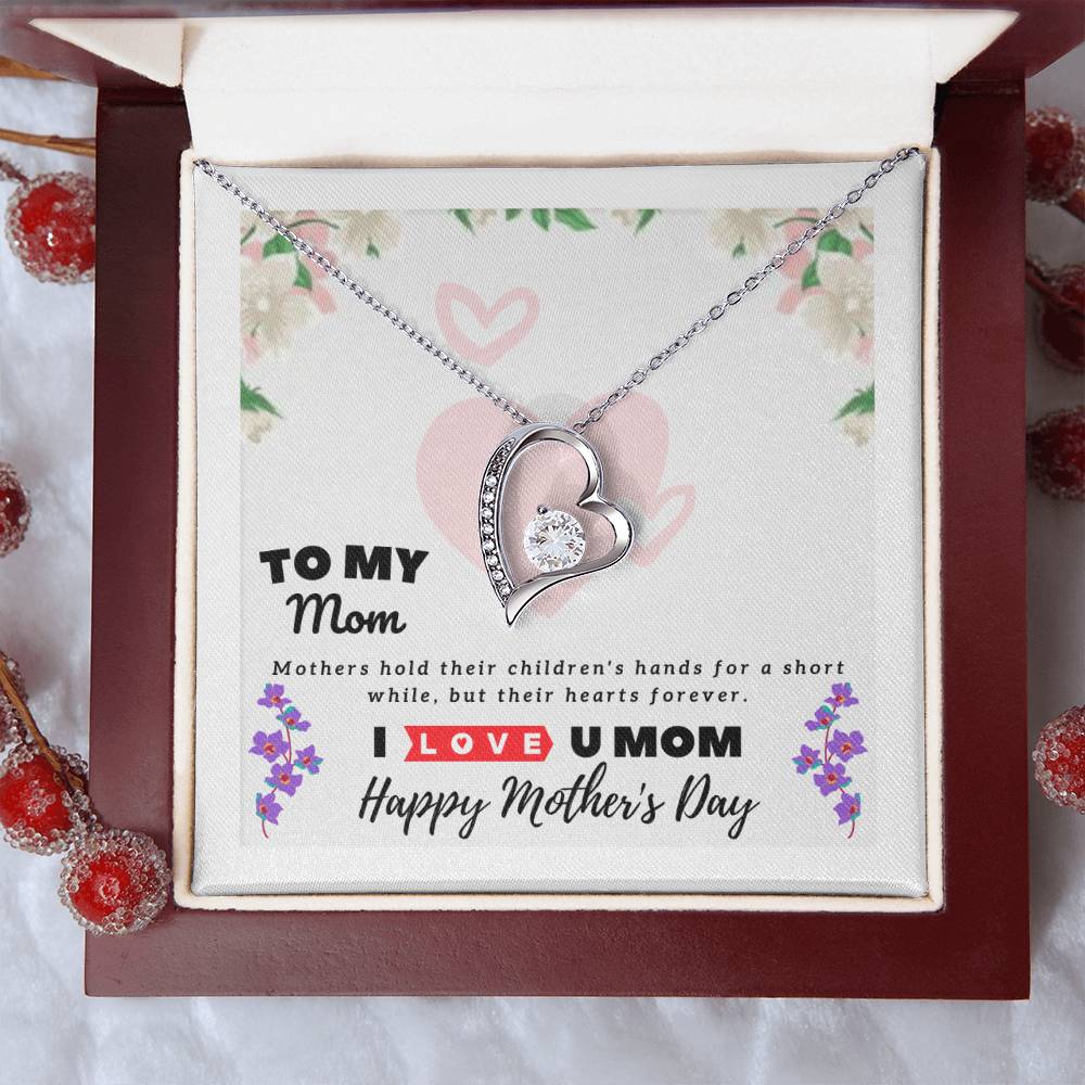 To Mom -14K White Gold Necklace - Mother's Day Gift Forever Love Necklace