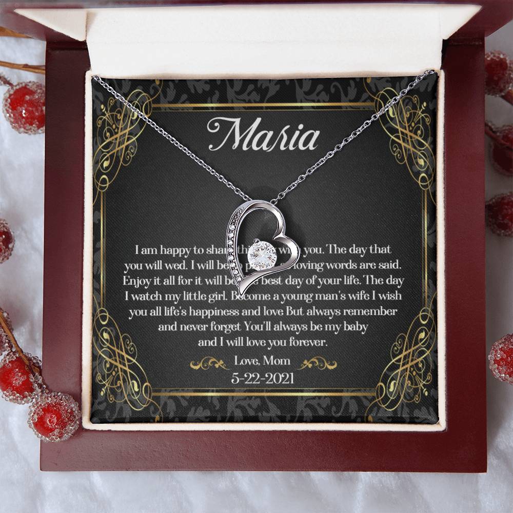 To My Daughter On Her Wedding Day Necklace Daughter Wedding Gift Wedding Gift For Daughter Daughter Forever Love Necklace Wediing Gifts Forever Love Necklace