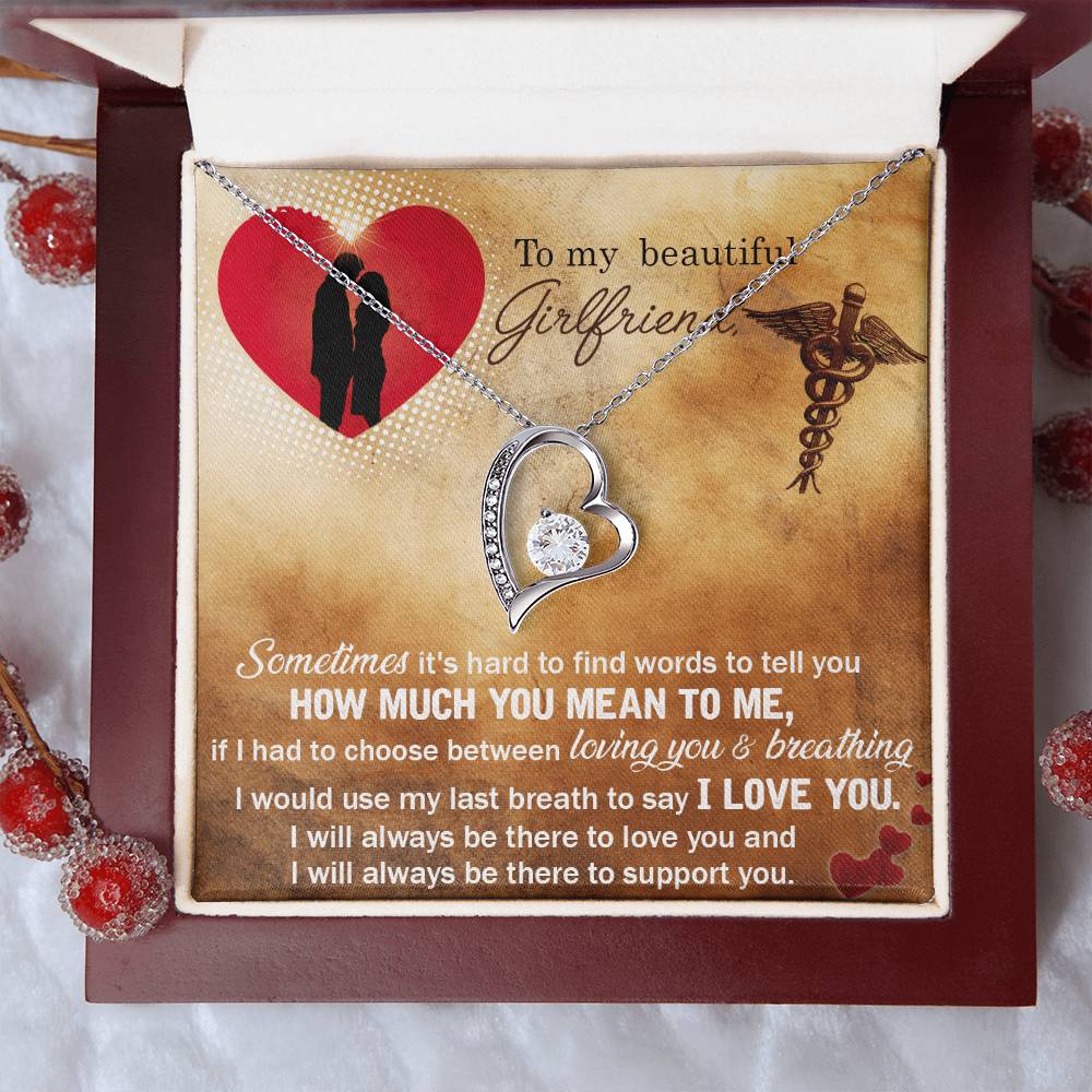 To My Beautiful Girlfriend I Would Use My Last Breath To Say I Love You Forever Love Necklace