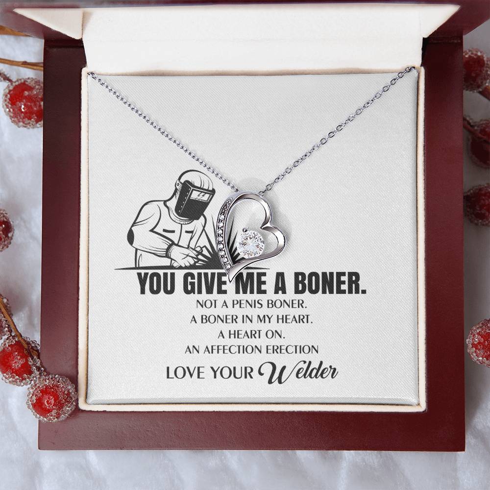 You Give Me A Heart Boner An Affection Erection Funny & Sarcastic Love For Her Mature Gift ♥ Gift For Welder's Wife Necklace Forever Love Necklace