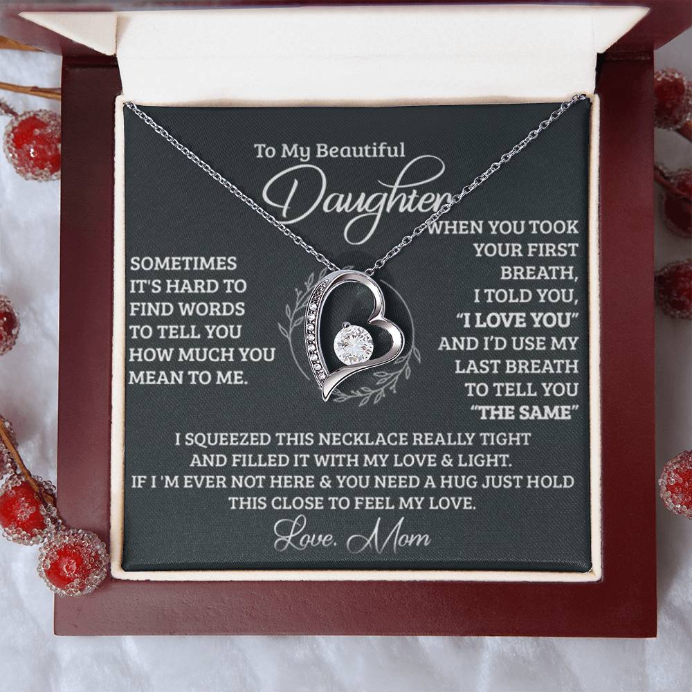 To My Beautiful Daughter I Love You Forever Daughter's Birthday Gift Necklace For Daughter Gift For Daughter Christmas Gift To Daughter Forever Love Necklace