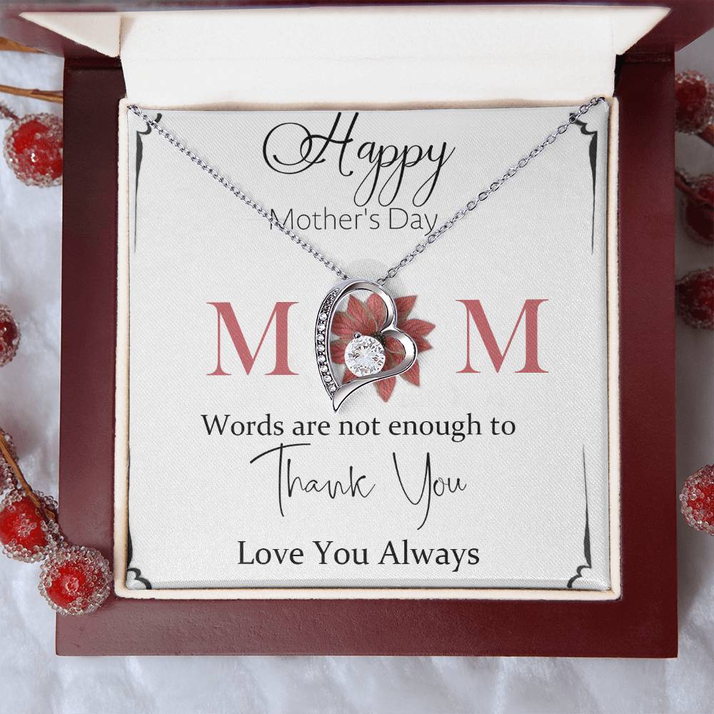 Happy Mother's Day Mom Thank You 925 Sterling Silver Pendant 1 Forever Love Necklace