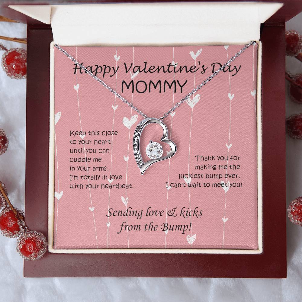 Happy Valentine's Day Mommy To Be Heart 1 Forever Love Necklace