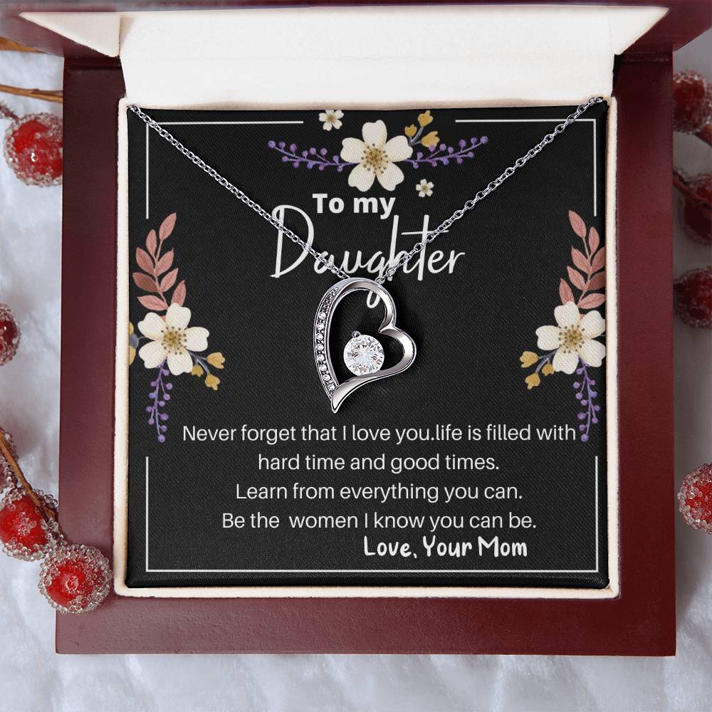 Daughter Gift Necklace Daughter Birthday Gift Gift For Daughter Daughter Jewelry To My Badass Daughter Mother's Day Forever Love Necklace