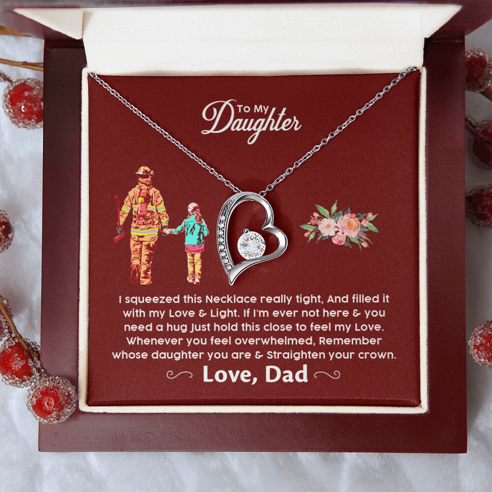 Firefighter's Daughter Gift For Daughter From Firefighter Dad Firefighter Daughter Necklace Forever Love Necklace