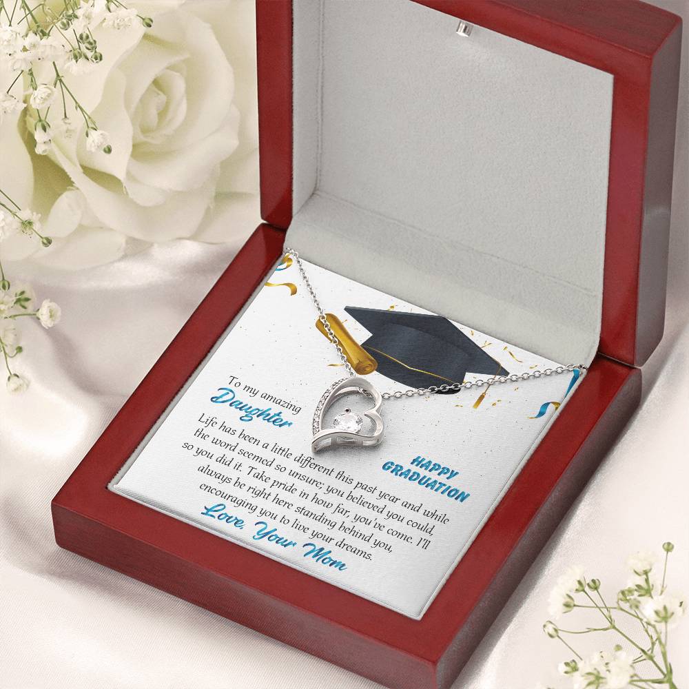 To My Amazing Daughter Happy Graduation Love Your Mom - Graduation Necklace - Senior Class Congratulations Forever Love Necklace
