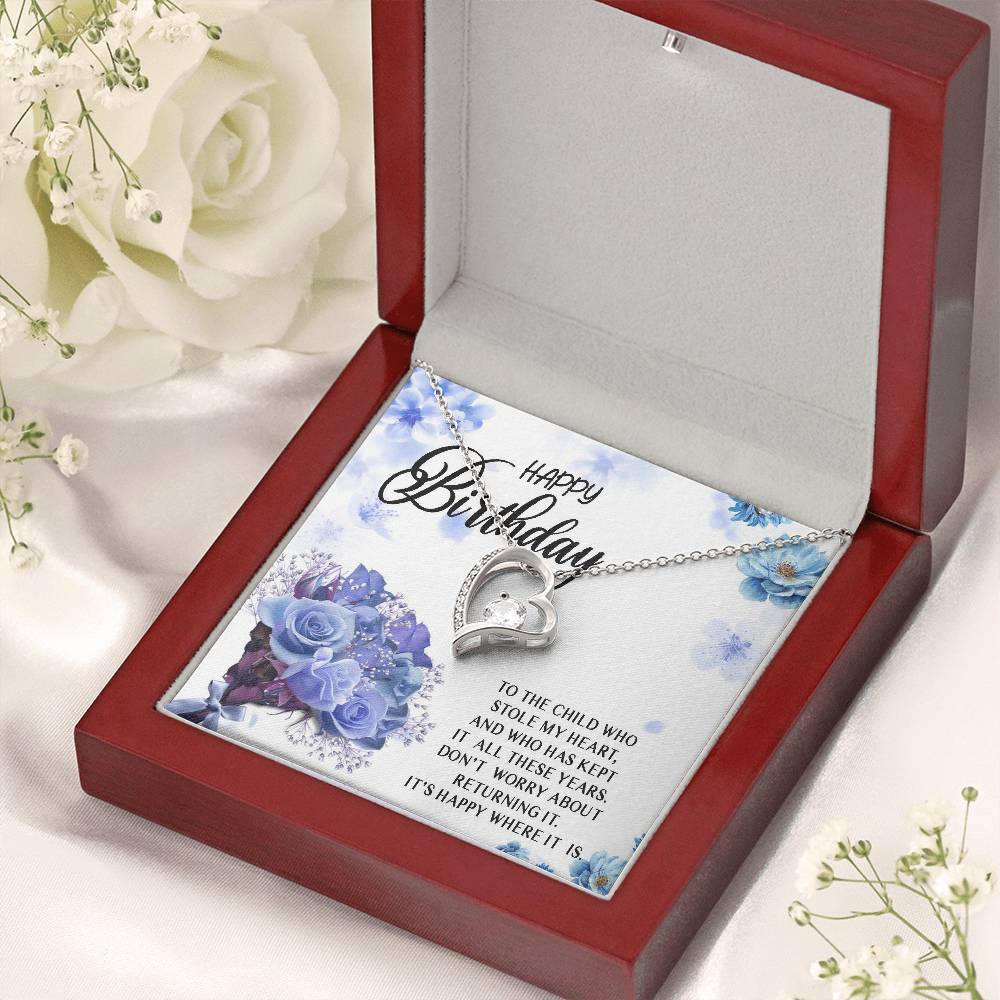 Happy Birthday Necklace Gift For Child Daughter Granddaughter From Mom Dad Grandma Grandpa Stole My Heart Forever Love Necklace