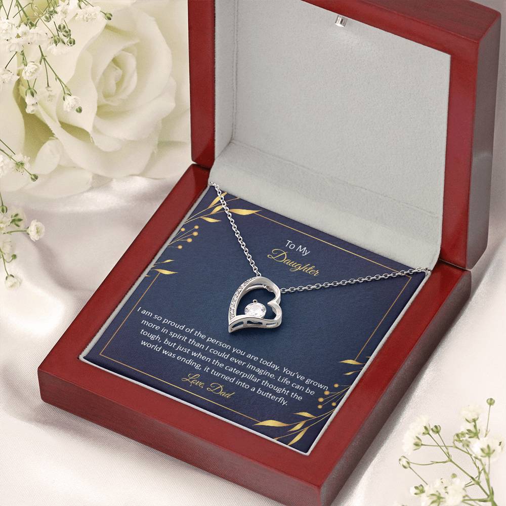 To My Daughter Love Dad Forever Love Necklace