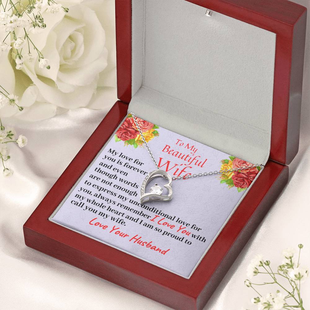 To My Beautiful Wife My Love For You Is Forever Necklace Forever Love Necklace