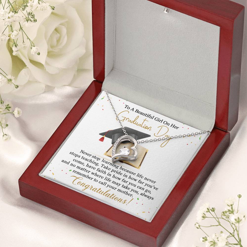 To A Beautiful Girl On Her Graduation Day. Congratulation!!! Forever Love Necklace