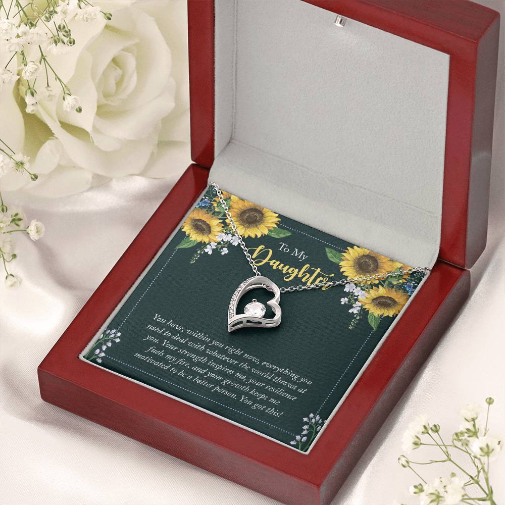 Customize Beautiful Sunflower Precious Necklace You Are My Sunshine Message Card Necklace To My Daughter Message Card Forever Love Necklace