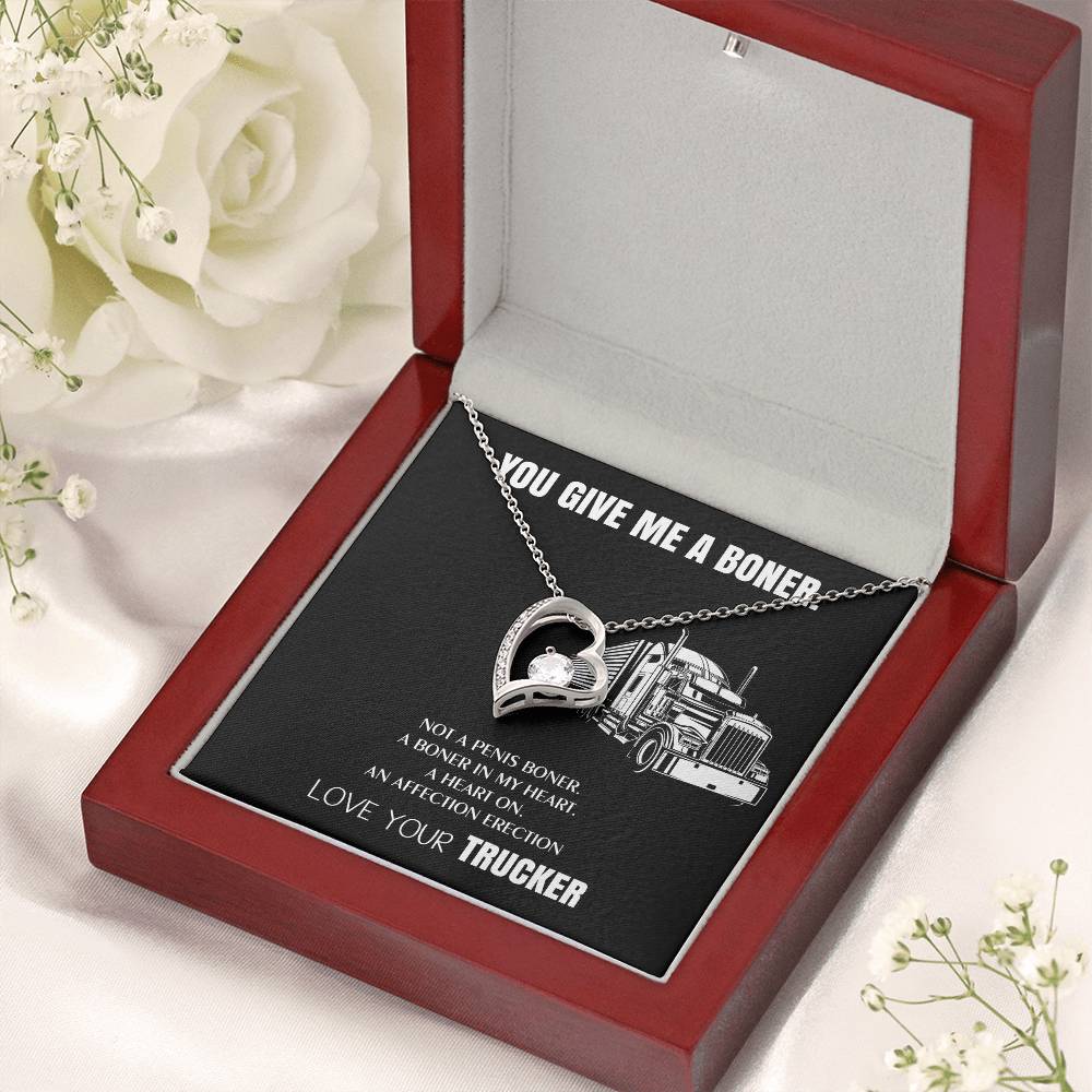 You Give Me A Heart Boner An Affection Erection Funny & Sarcastic Love For Her ♥ Mature Gag Gift For Truck Drivers Wife 1 Forever Love Necklace