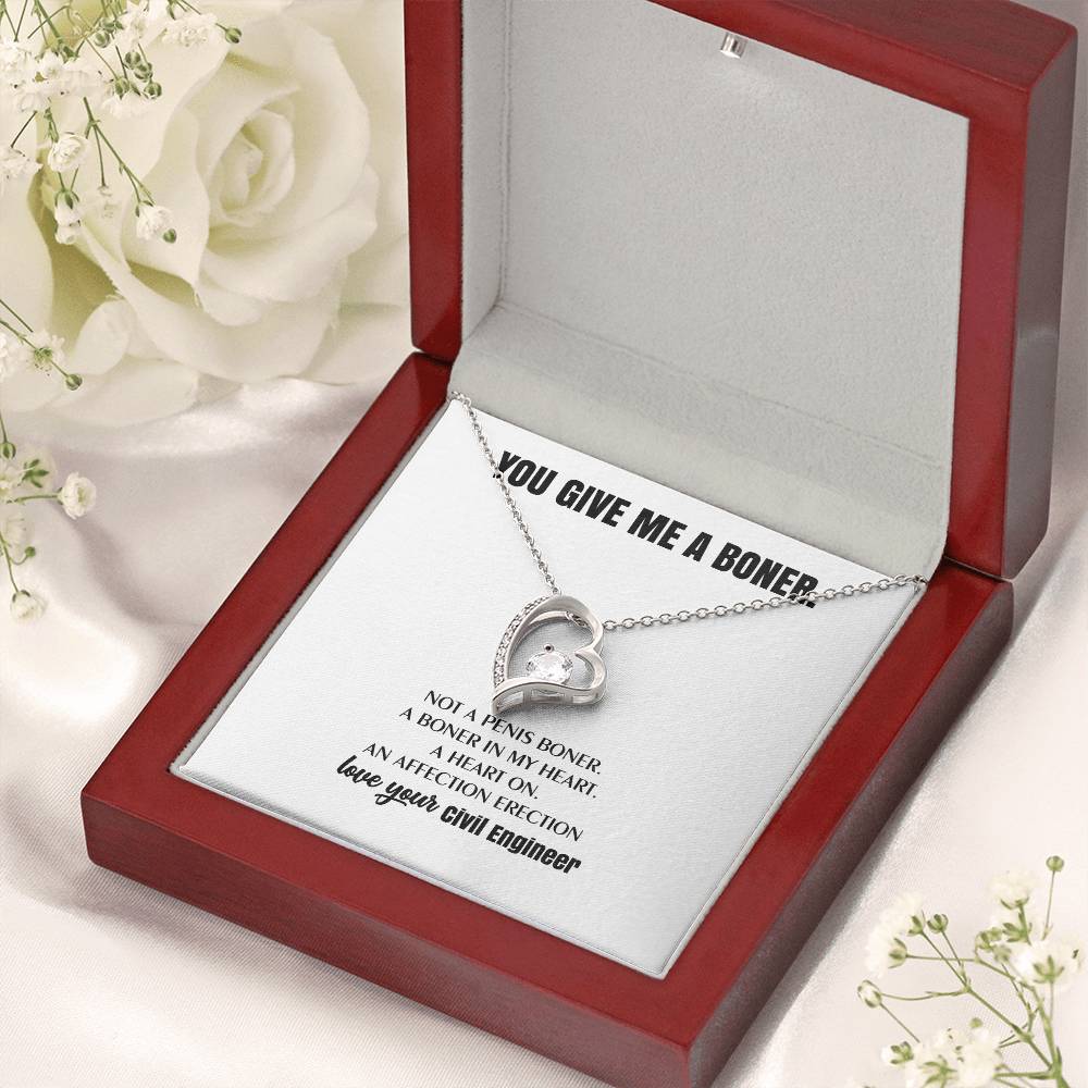 You Give Me A Heart Boner An Affection Erection Funny & Sarcastic Love For Her ♥ Mature Best Funny Gag Gifts For Civil Engineer Wife On Special Days Forever Love Necklace