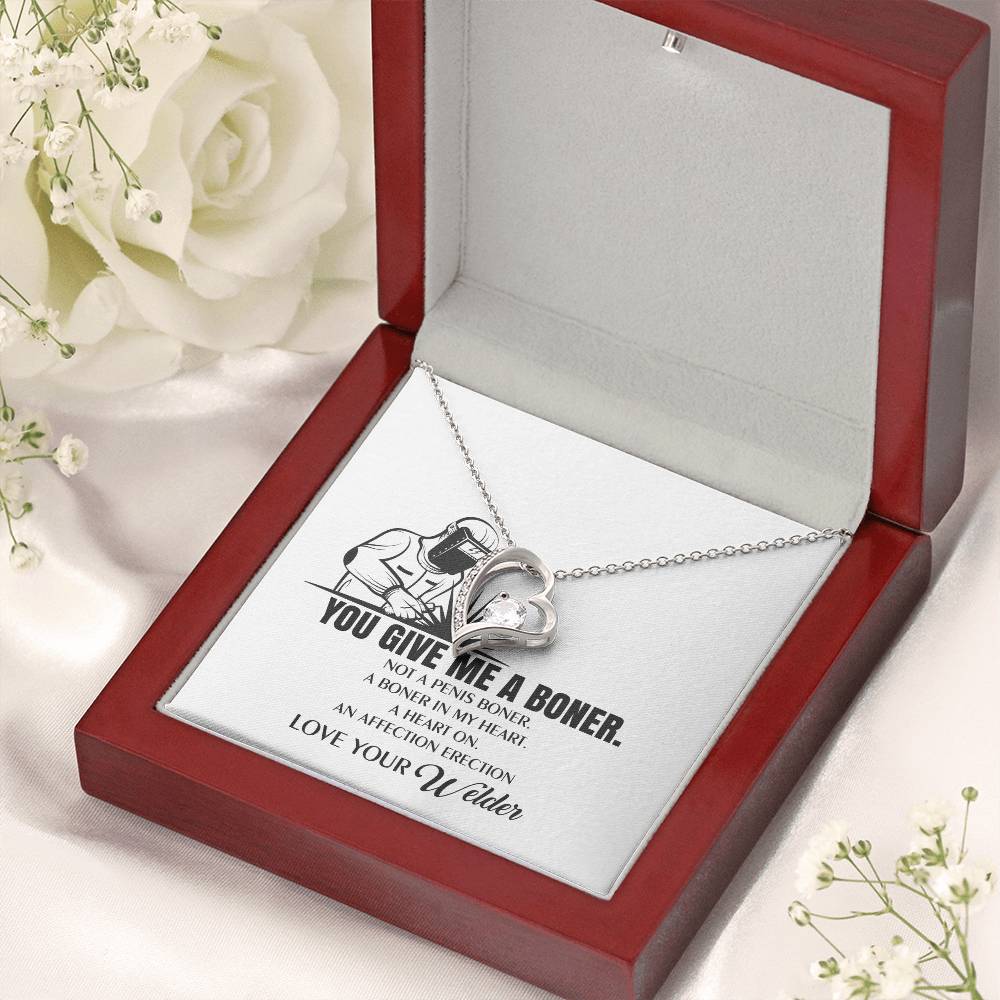 You Give Me A Heart Boner An Affection Erection Funny & Sarcastic Love For Her Mature Gift ♥ Gift For Welder's Wife Necklace Forever Love Necklace