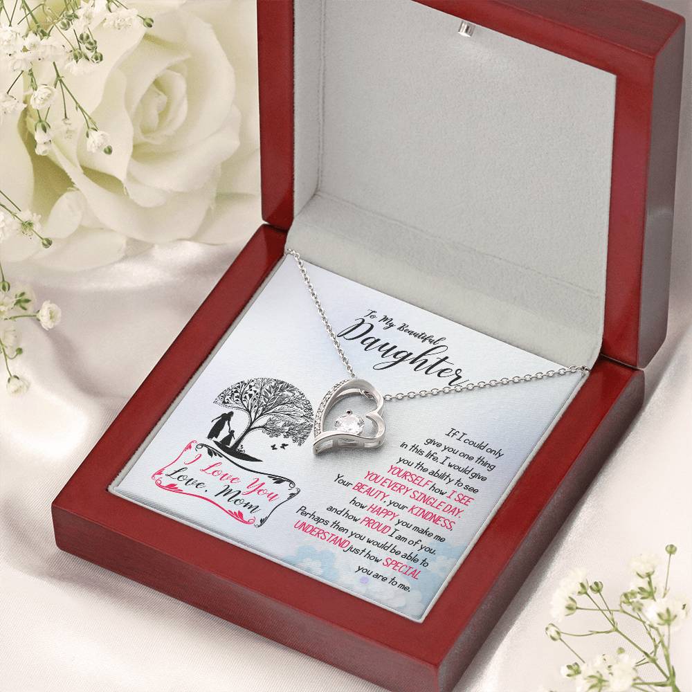 To My Beautiful Daughter I Love You Forever Love Necklace