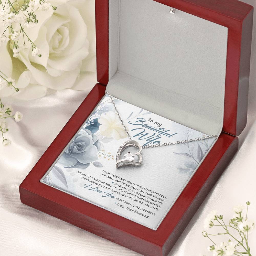 To My Beautiful Wife My Missing Piece Necklace Forever Love Necklace