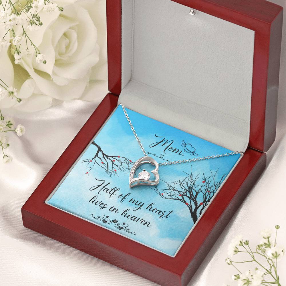 Mom Half Of My H Heart Lives In Heaven Forever Love Necklace