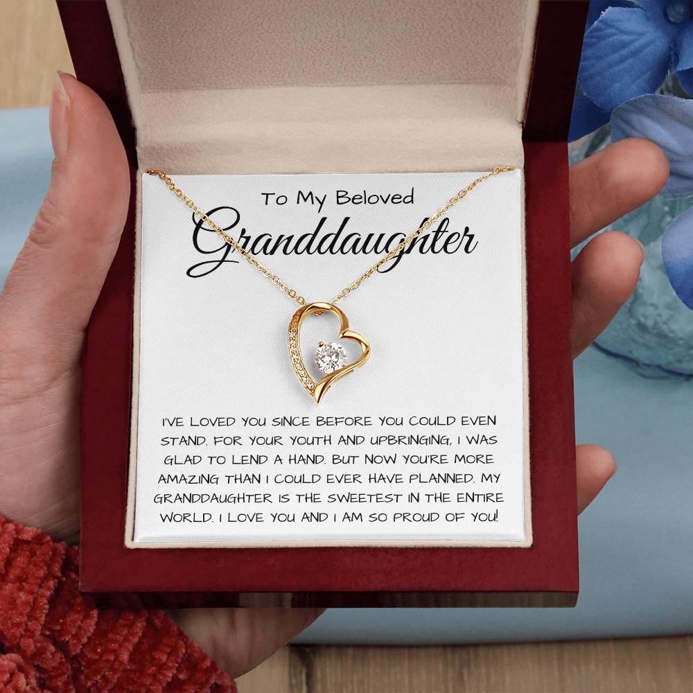 To My Beloved Granddaughter Forever Love Necklace I Was Glad To Lend A Hand Forever Love Necklace