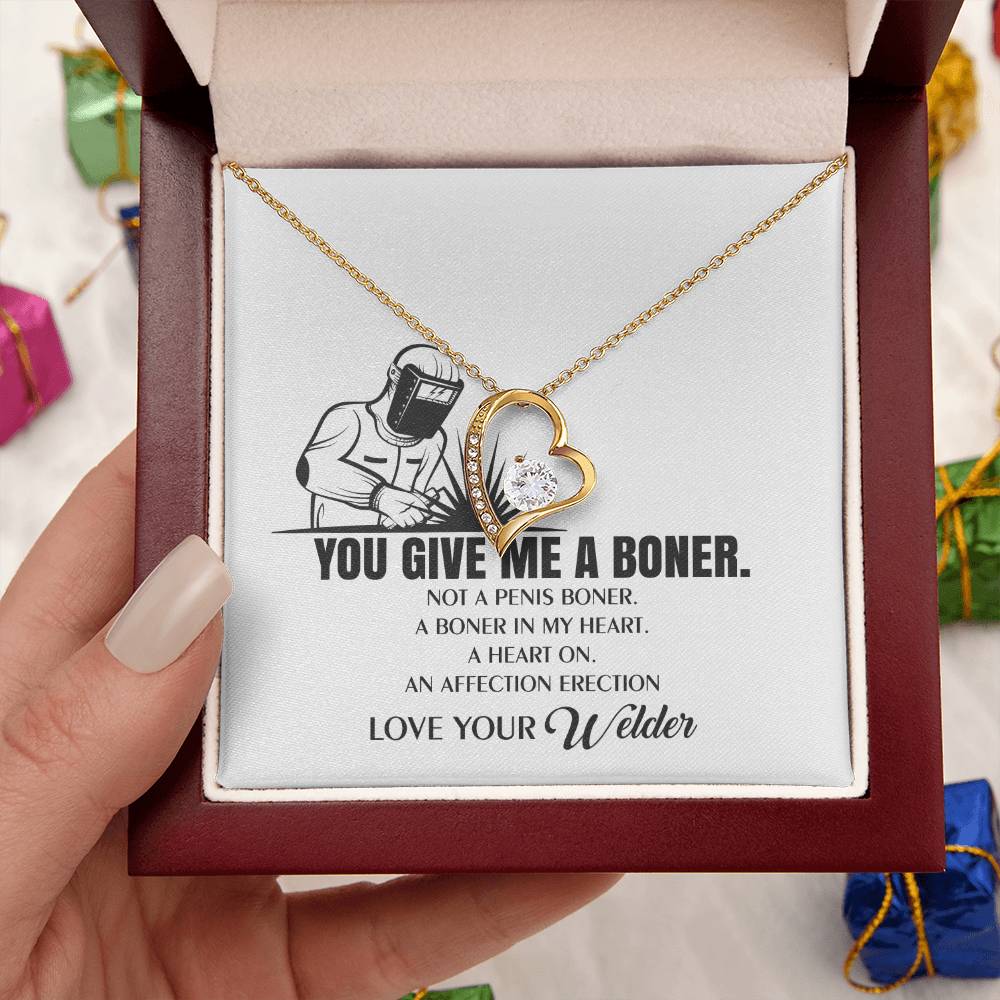 You Give Me A Heart Boner An Affection Erection Funny & Sarcastic Love For Her Mature Gift ♥ Gift For Welder's Wife Necklace Forever Love Necklace